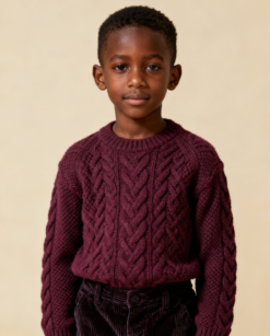 MAROON HERITAGE ARAN KNIT SWEATER